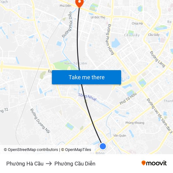 Phường Hà Cầu to Phường Cầu Diễn map