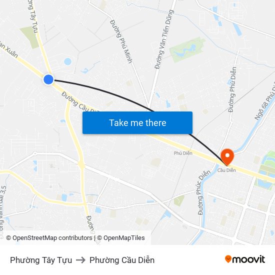 Phường Tây Tựu to Phường Cầu Diễn map