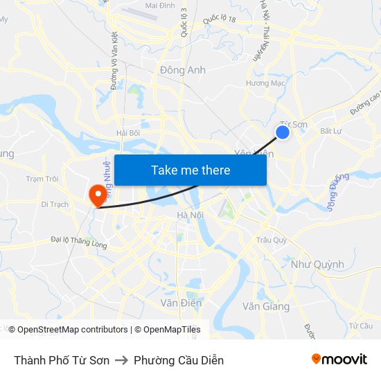 Thành Phố Từ Sơn to Phường Cầu Diễn map