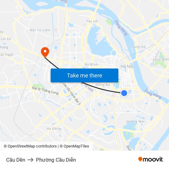 Cầu Dền to Phường Cầu Diễn map