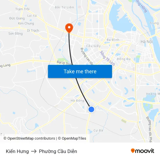 Kiến Hưng to Phường Cầu Diễn map