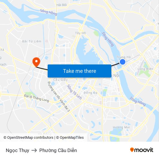 Ngọc Thụy to Phường Cầu Diễn map