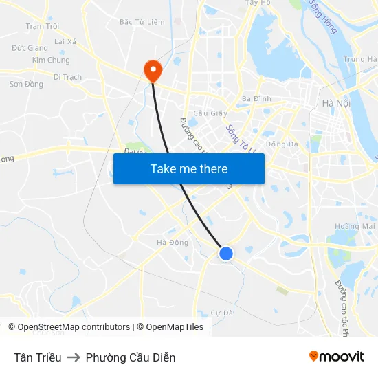 Tân Triều to Phường Cầu Diễn map