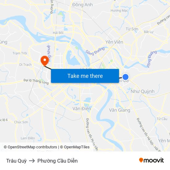 Trâu Quỳ to Phường Cầu Diễn map