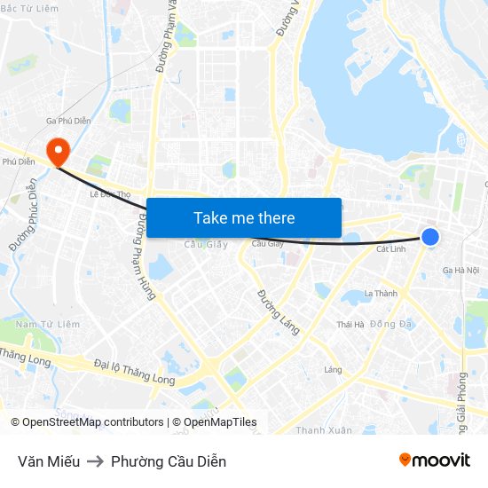 Văn Miếu to Phường Cầu Diễn map