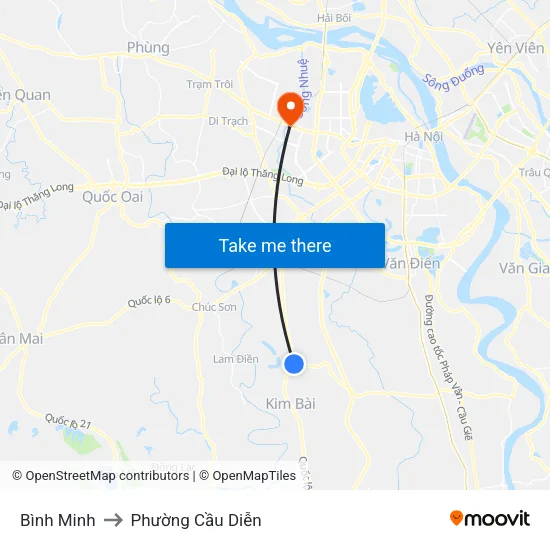 Bình Minh to Phường Cầu Diễn map