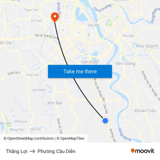 Thắng Lợi to Phường Cầu Diễn map