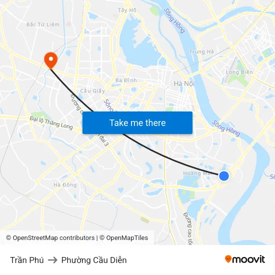 Trần Phú to Phường Cầu Diễn map