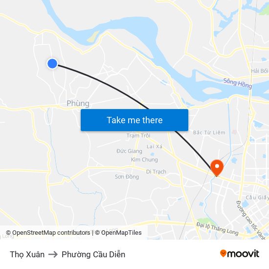 Thọ Xuân to Phường Cầu Diễn map