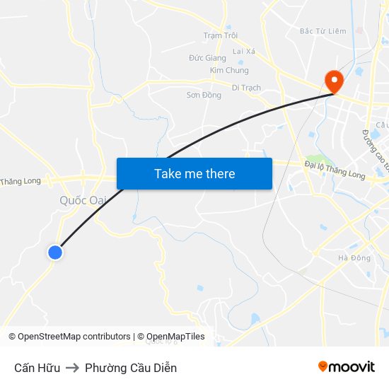 Cấn Hữu to Phường Cầu Diễn map