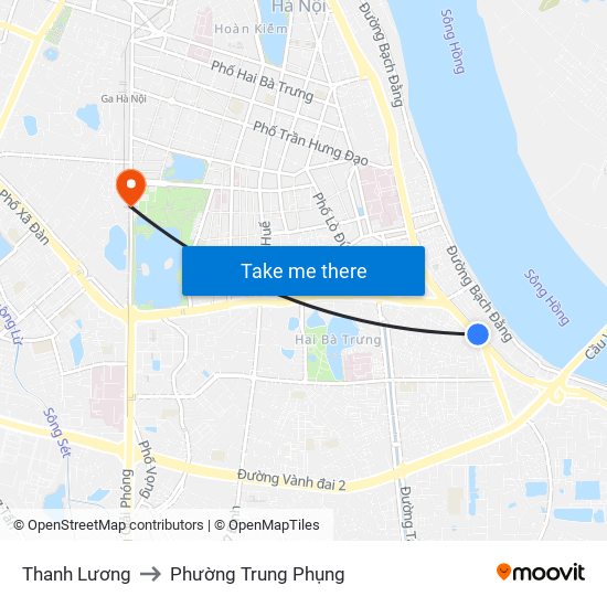 Thanh Lương to Phường Trung Phụng map