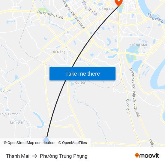 Thanh Mai to Phường Trung Phụng map