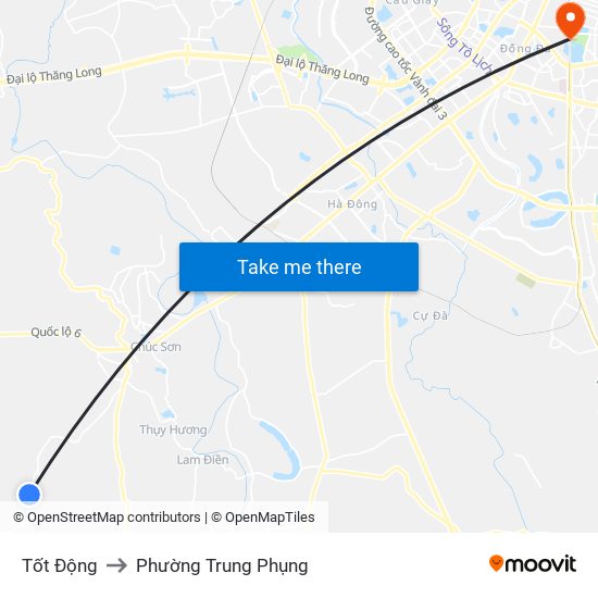 Tốt Động to Phường Trung Phụng map