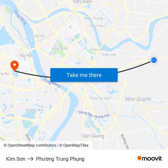 Kim Sơn to Phường Trung Phụng map