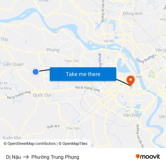 Dị Nậu to Phường Trung Phụng map