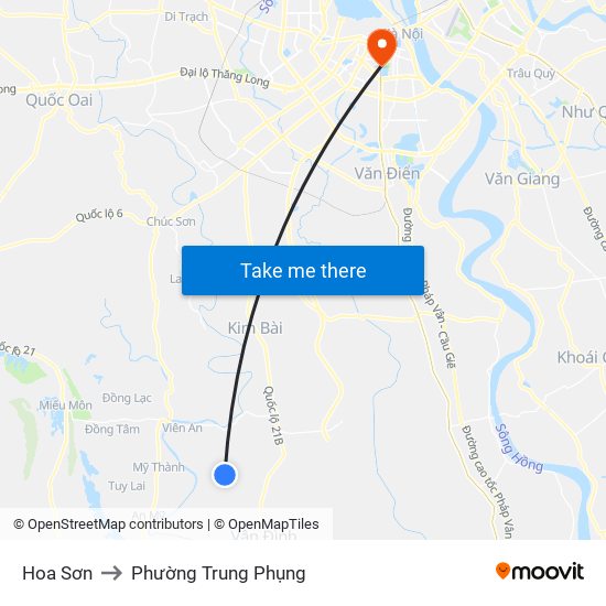 Hoa Sơn to Phường Trung Phụng map