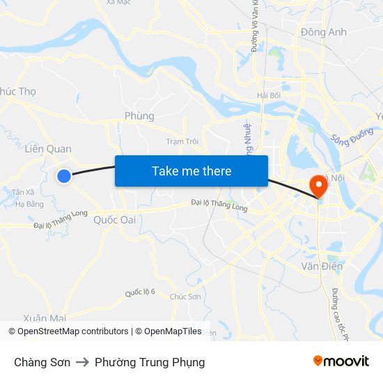 Chàng Sơn to Phường Trung Phụng map