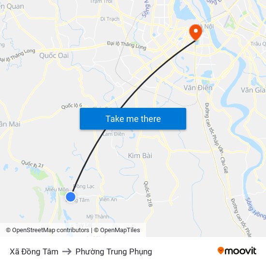 Xã Đồng Tâm to Phường Trung Phụng map