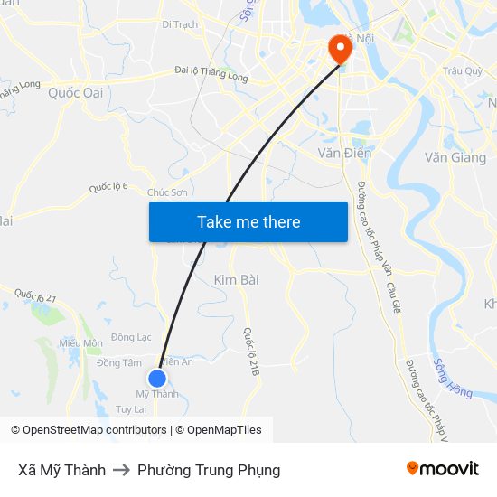 Xã Mỹ Thành to Phường Trung Phụng map