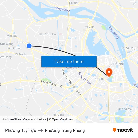 Phường Tây Tựu to Phường Trung Phụng map