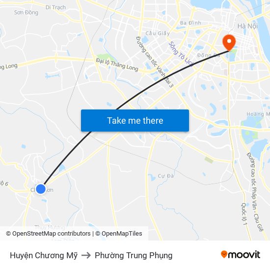 Huyện Chương Mỹ to Phường Trung Phụng map