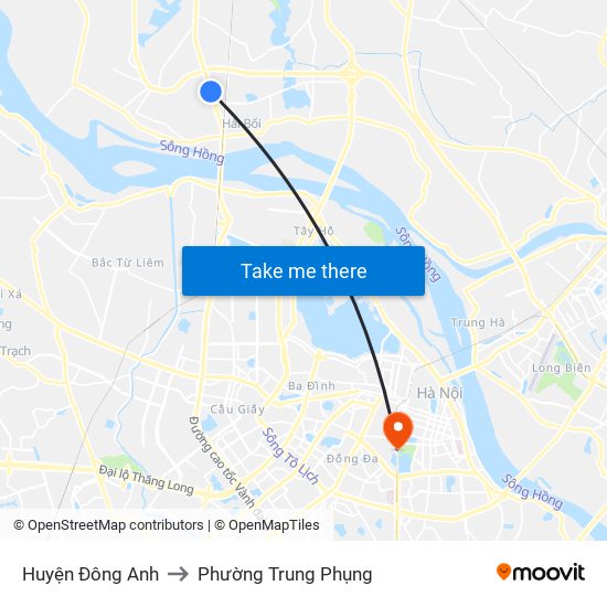 Huyện Đông Anh to Phường Trung Phụng map