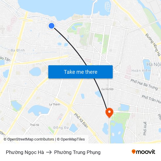 Phường Ngọc Hà to Phường Trung Phụng map