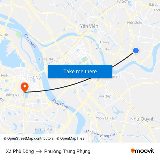 Xã Phù Đổng to Phường Trung Phụng map