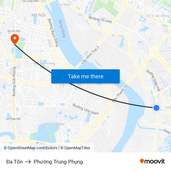 Đa Tốn to Phường Trung Phụng map