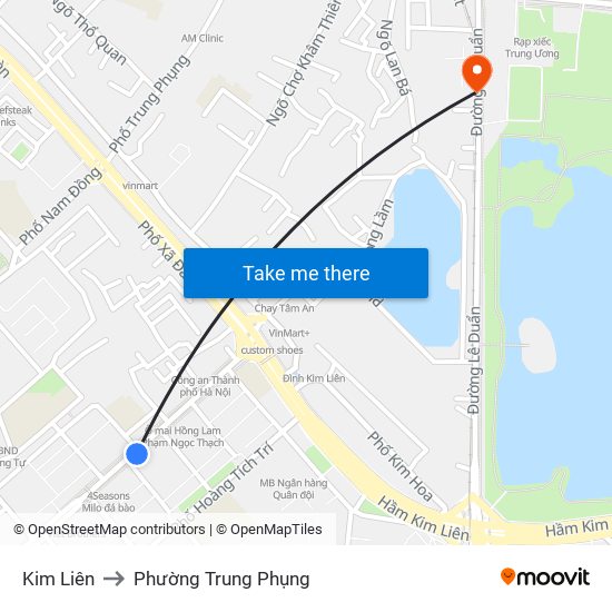 Kim Liên to Phường Trung Phụng map
