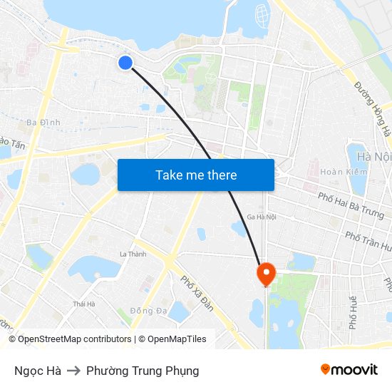 Ngọc Hà to Phường Trung Phụng map