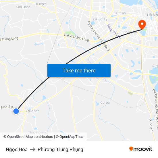 Ngọc Hòa to Phường Trung Phụng map