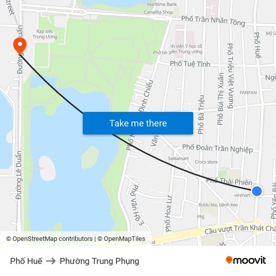 Phố Huế to Phường Trung Phụng map