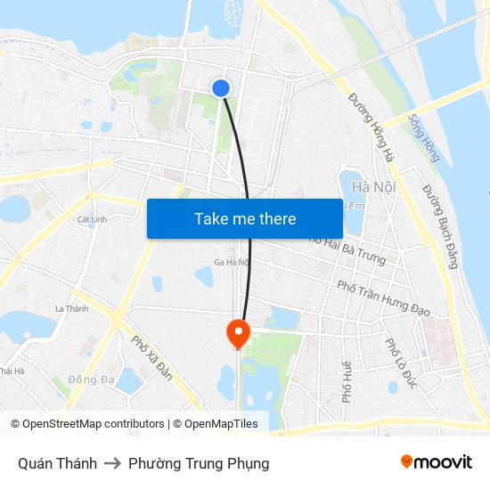 Quán Thánh to Phường Trung Phụng map