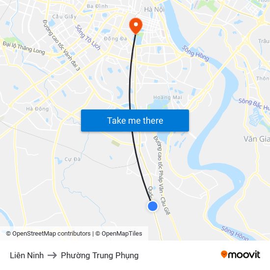 Liên Ninh to Phường Trung Phụng map