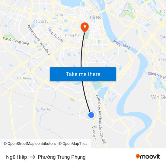 Ngũ Hiệp to Phường Trung Phụng map