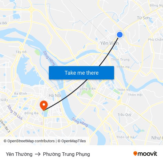 Yên Thường to Phường Trung Phụng map