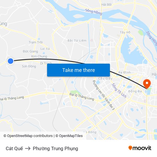 Cát Quế to Phường Trung Phụng map