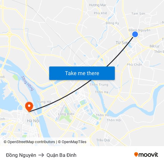 Đồng Nguyên to Quận Ba Đình map