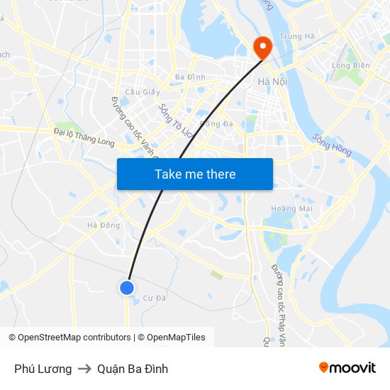 Phú Lương to Quận Ba Đình map