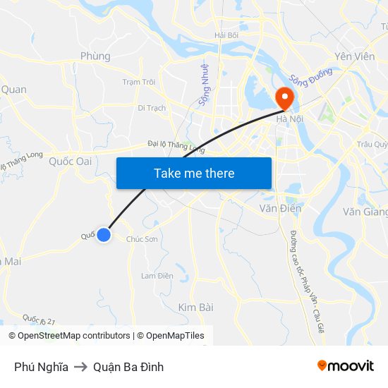 Phú Nghĩa to Quận Ba Đình map