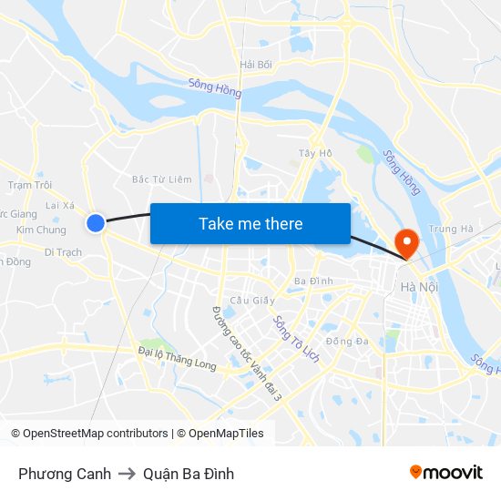 Phương Canh to Quận Ba Đình map