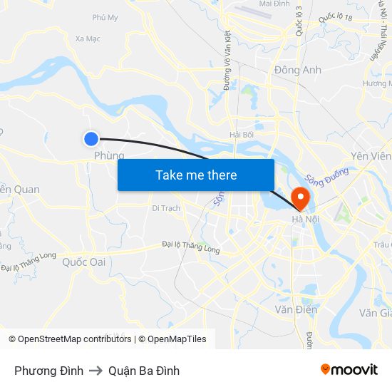 Phương Đình to Quận Ba Đình map