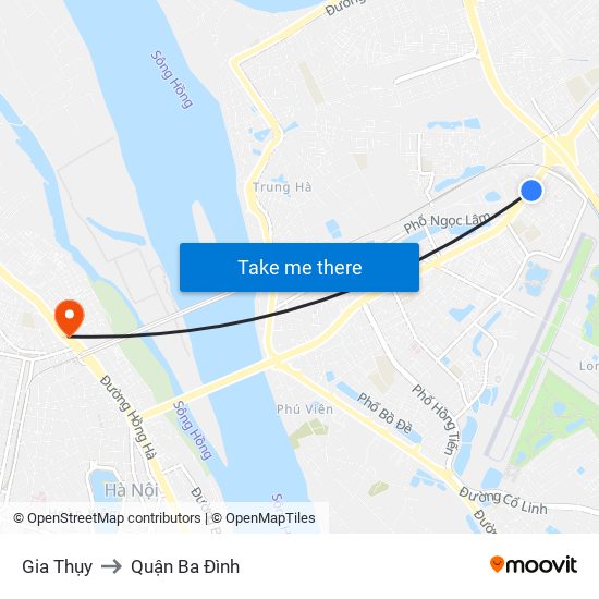 Gia Thụy to Quận Ba Đình map