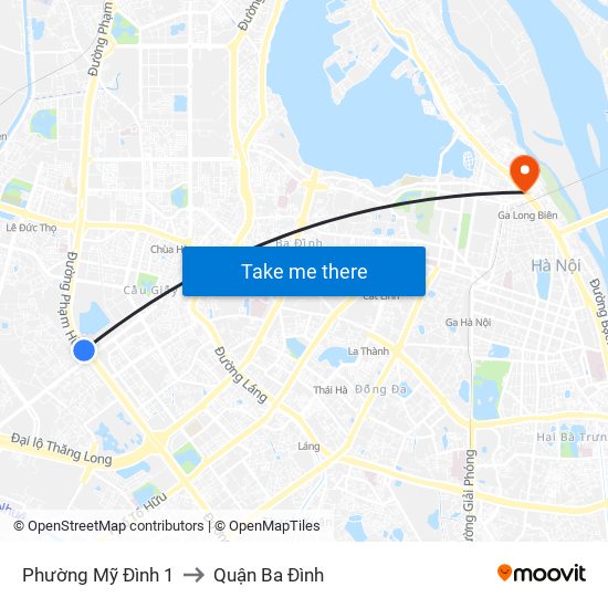 Phường Mỹ Đình 1 to Quận Ba Đình map