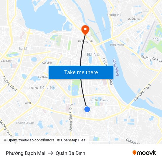 Phường Bạch Mai to Quận Ba Đình map