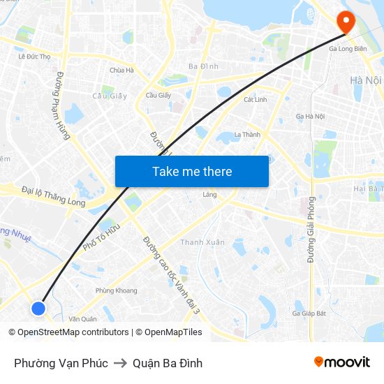 Phường Vạn Phúc to Quận Ba Đình map