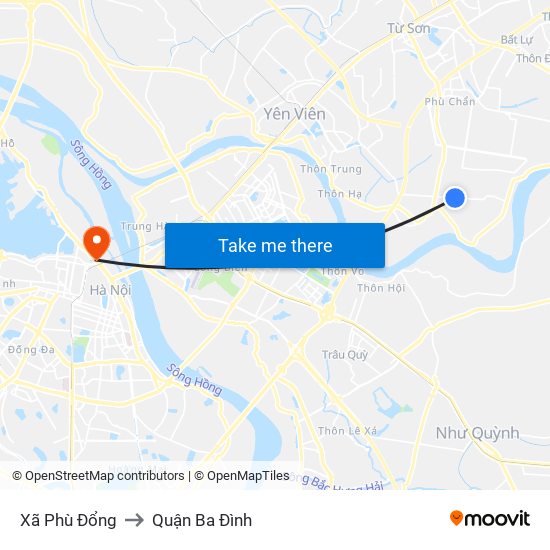 Xã Phù Đổng to Quận Ba Đình map