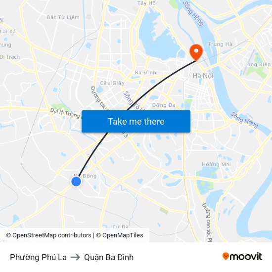 Phường Phú La to Quận Ba Đình map