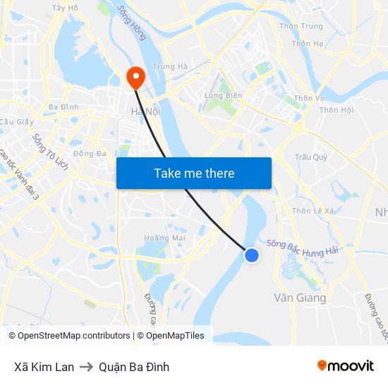 Xã Kim Lan to Quận Ba Đình map
